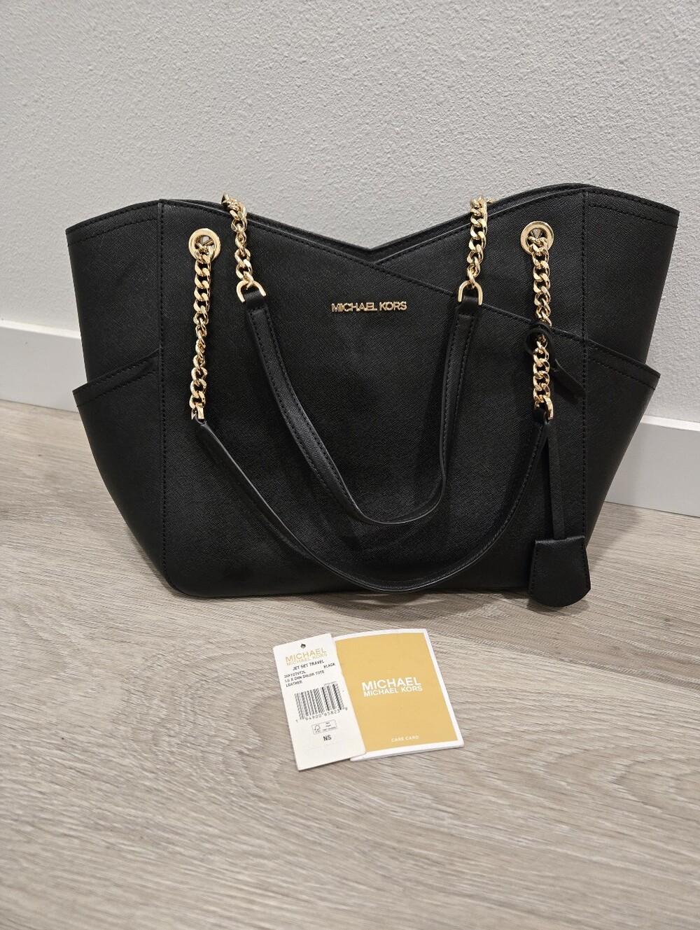 Michael Kors Black Saffiano Leather Chain Tote